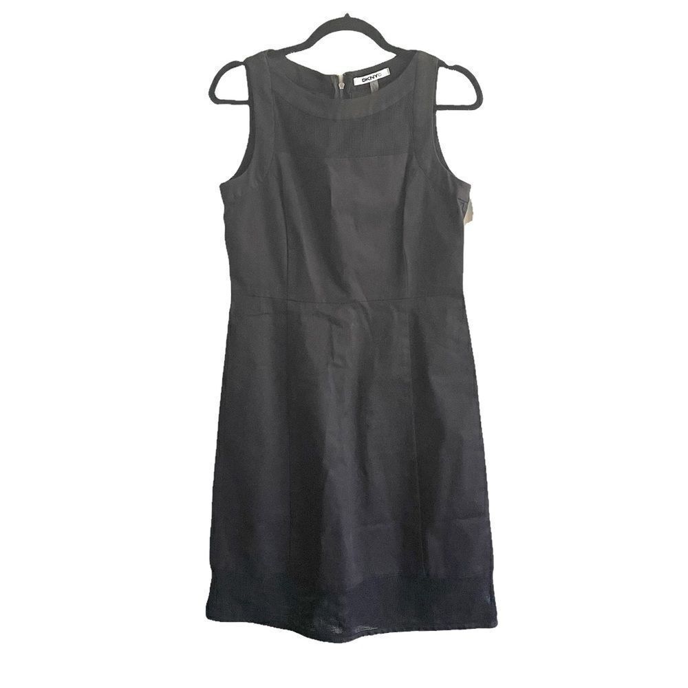 DKNYC Black Cotton Stretch Sheath Tank Dress Knee Length Size 6
